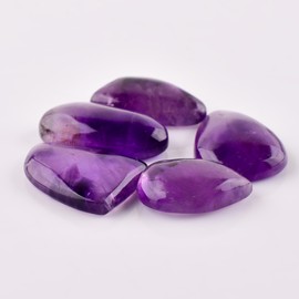 Natural Amethyst Stone, Natural Gemstones and Crystals Cabochon Lot, DIY Jewelry Making Loose Gemstones, Chakra Healing Crystals, Wire Wrapping Cabochons, Pack of 5