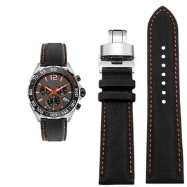 London Craftwork Tag Heuer Monaco Carrera Formula 1 Canvas Bracelet 22mm Butterfly Clasp, Nylon, No Gemstone