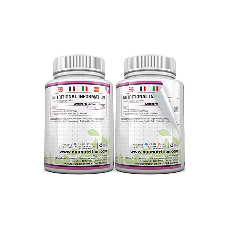Biotin Hair Growth Supplement - 365 Vegan Tablets (Full Year