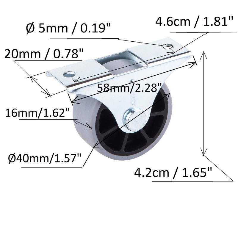 (Pack of 12) 40mm Small Wheel Casters Rubber Casters Casters
