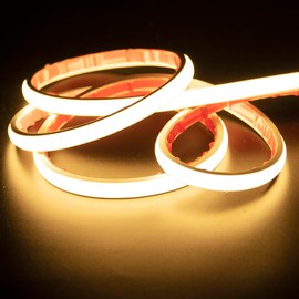 Pcning 110V Cob LED Strip, 6500K Warm White, Flexible Strip Lighting for Living Room, Bedroom, and Study (Warm White, 6.56ft)