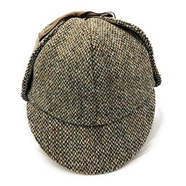 Clans Of Scotland - Deerstalker Hat – Scottish Traditional - Harris Tweed - Two Peaks and Ear Flaps - Autumn Spring Winter Green Fleck- Single Piece (XX-Large)