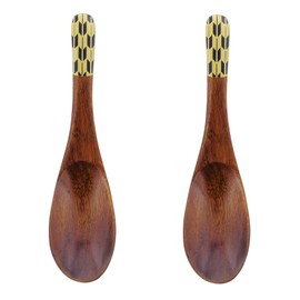 サンライフ レンゲ 漆のカトラリー 漆塗 矢羽 黒 2個セット 約16cm