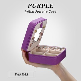 Parima Small Jewelry Box for Girls, Travel Must Have Jewelry Organizer Travel Case | Travel Gifts for Women Girls Jewelry Box | Graduation Gifts for Friends Female - Letter E, Purple
