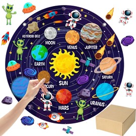 MiniInflat Solar System Felt Story Board Set 2.5 Ft Space Flannel Interactive Montessori Tool Birthday Gift Felt Board Universe Planet Astronaut Craft for Space Learn (36,Solar)