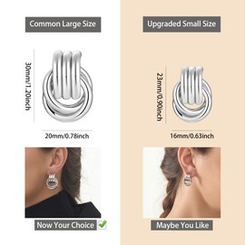 shinelab Silver Knot Earrings, Circle Link Geometric Drop Dangle Earrings Studs, Women's Jewelry_L Size