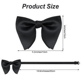 Bow Tie for Men Classic Solid Color Satin Big Bow Tie Adjustable Neck Bowtie for Men Wedding Party (Black, Adult)