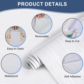 Abyssaly White Wood Contact Paper 17.7" X 413" Decorative Shiplap Self-Adhesive Film Real Wood Tactile Easy to Clean Perfectly Covers The Surface Without Passing Through The Primary Colors