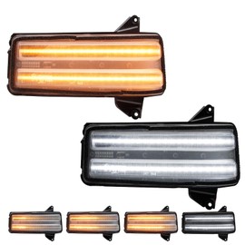 HTZCMOTO LED Side Mirror Turn Signal Light Compatible with Silverado/Sierra 2500HD 3500HD 2020-2024, Dual-Row Amber LED Dynamic Sequential Turn Signal Light White Parking Light, Clear Len