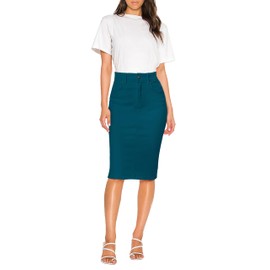 Lexi - Falda vaquera elástica súper cómoda para mujer, Sks44876-verde azulado, 10