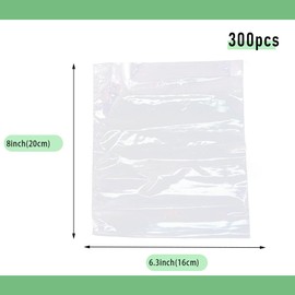 Feelers 6.3" x 8" Shrink Wrap Bags 300Pcs, POF Heat Shrink Wrap for Shampoo, Baskets, DIY Projects