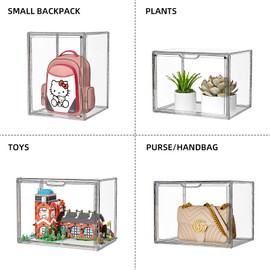 MSHOMELY Clear Purse Organizer for Closet, 5 Pack Handbag Storage Organizer, Acrylic Display Case for Collectibles, Stackable Storage Bins with Magnetic Lids for Figure, Wallet, Clutch, Doll