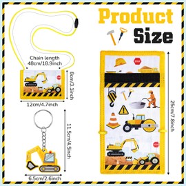 Hestya Children's Neck Pouch, Triple Folded Wallet with Key Ring, Purse for Hanging, Gift for Boys and Girls (Bursite Excavator), multicoloured, Unit size, Construction site excavator