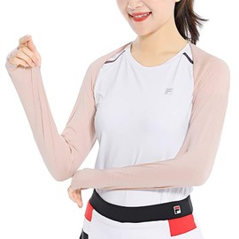 Lukeyarm Arm Cover, Women's, Bolero Style, UPF50+, Set of 2, For Both Arms, Contact Cool, Rash Guard, Spring & Summer, Breathable, Sweat Absorbent, Quick Drying, Stretchy, Sunscreen, UV Protection, Sunshade, Long Sleeves, Arm Sleeves, For Golf, Sports, Driving, Unisex, Skin & Beige