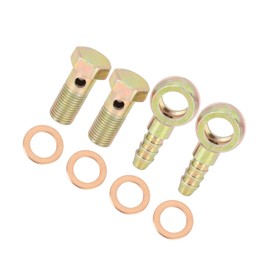 VekAuto 2 Sets 10mm Diameter Banjo Hose Barb Bolt Fittings Banjo Bolt Washer Bronze Tone Metal for Motorcycle Car Auto Accessories