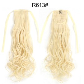 Royalfirst Ponytail Hair Extensions for Women Girls 22 Inch Long Curly Wavy Natural Looking Wrap Around Clip in Pony Tails Synthetic Hairpieces (613#)