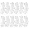 Falari 12-Pack Boy Toddler Kids Cotton Crew Socks 4-6 White
