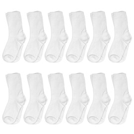 Falari 12-Pack Boy Toddler Kids Cotton Crew Socks 4-6 White