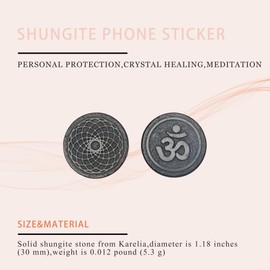 Gadget Protection Shungite Stickers for Cell Phone 2 pcs | Round Sticker Plates for Bad Vibes Blocking | Polished Shungite Stone Plates (Metatron & Cross Flower)