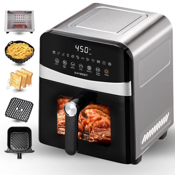 Stainless Steel Air Fryer Ceramic Coat Basket Non Toxic Metal