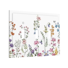 Colorful Flower Wildflower Floral 3 Gang Light Switch Plate Decorative Triple Toggle Wall Plate Cover Electrical Faceplate Switch Face Plate