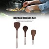 3 Piece Set Wood Utensils Set Wenge Long Handle Spatula