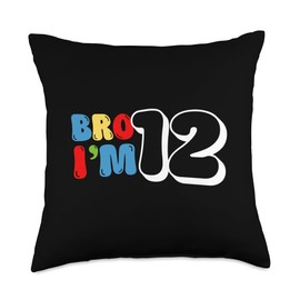 Bro I'm 12 Year Old Bruh It's My 12th Birthday Kids Boy Gum Throw Pillow