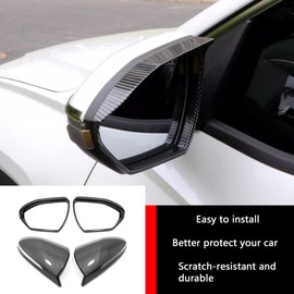 KELEIMAI Car Accessories Fit for Hyundai TUCSON 2024 2023 2022 Exterior Side Door Rearview Mirror & Rain Shield Protector Cover Frame Trim (Carbon Fiber Style) 4PCS ABS