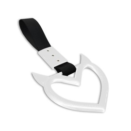 Lyxheth 2PCS Heart shaped Car Handle Straps, Heart Car Accessories, Ring Hearts Shaped Cars Hand Strap Drift Charm, Universal Handle Keychains Accessory Suitable for Cars Bus (White+black)