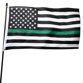 DANF Thin Green Line USA Flag for Army Military Sheriffs Law Enforcement Federal Agents Border Patrol Park Rangers Game Wardens Wildlife Conservation Environment 3x5 FT OD Green Flag