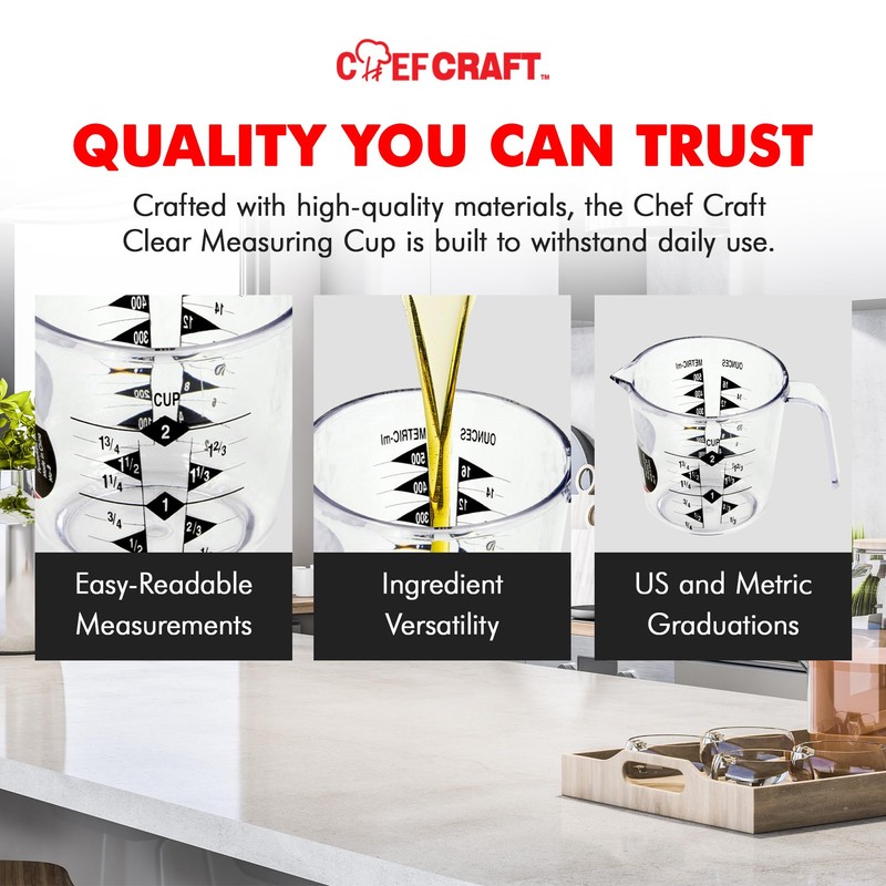 Chef Craft Select Plastic Measuring Cup, 2 Cup, Clear