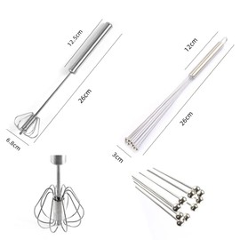 Naisfei Set of 2 Stainless Steel Balls Kitchen Whisk Set, 26 cm Stainless Steel Whisk Small Ball Whisk Set Wire Egg Whisk Set for Cooking, Mixing, Whisking, Beating, Stirring