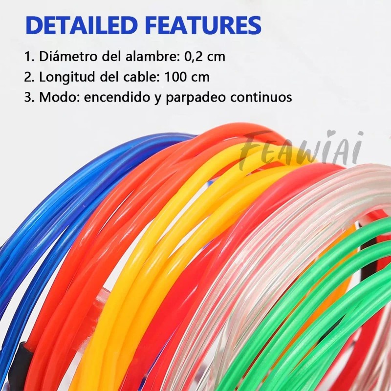 Feawiai Tira De Luces Led Neón Para Cable Led Trajes