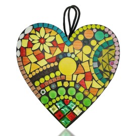KVBUCC 1-pack Mosaic Heart Ornaments, Colorful Heart Pendants, Resin Sculpture Ornaments, Shiny Love Hanging Statues, Suitable For Indoor Outdoor, Garden Decoration