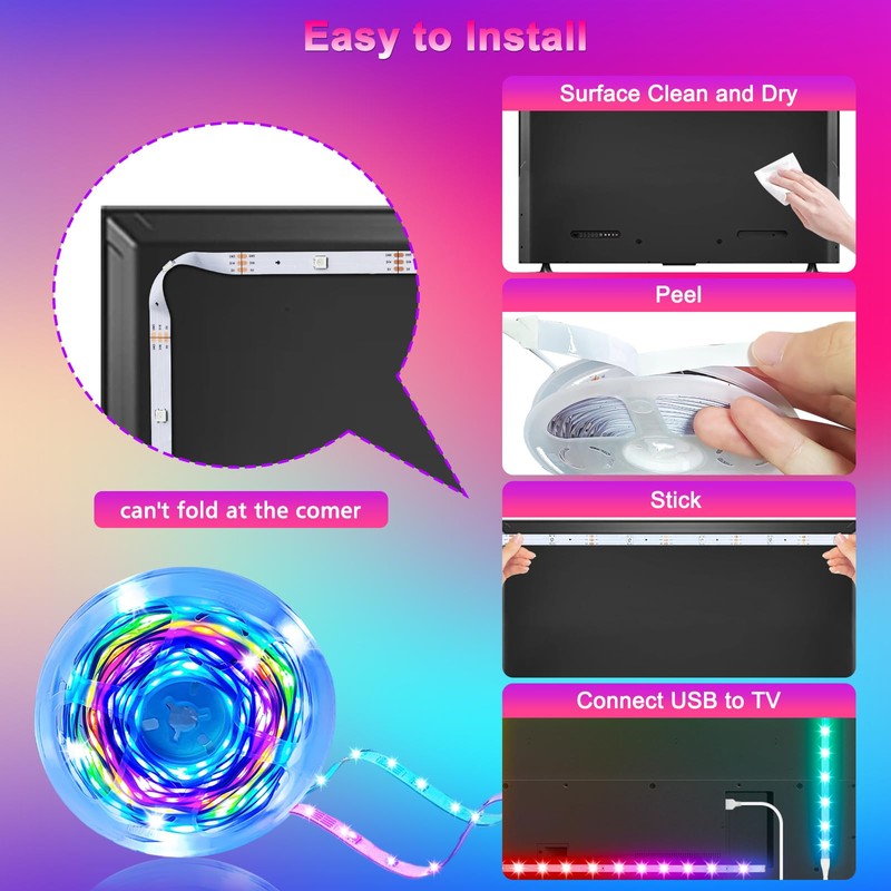 Daymeet TV LED Lights Strip, Music Sync LED TV Backlight