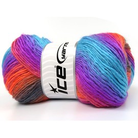 Lot of 4 x 100gr Skeins Ice Yarns Lana Bella (30% Wool) Yarn Grey Orange Turquoise Lilac Fuchsia
