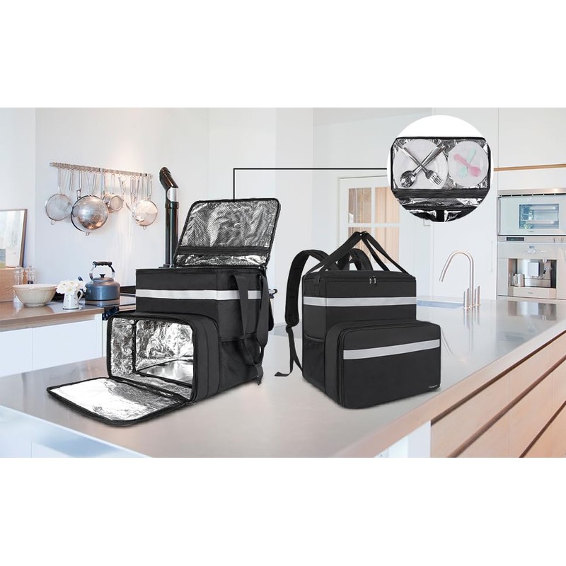Taygeer Food Delivery Backpack, Expandable Insulated Food Delivery Bag for