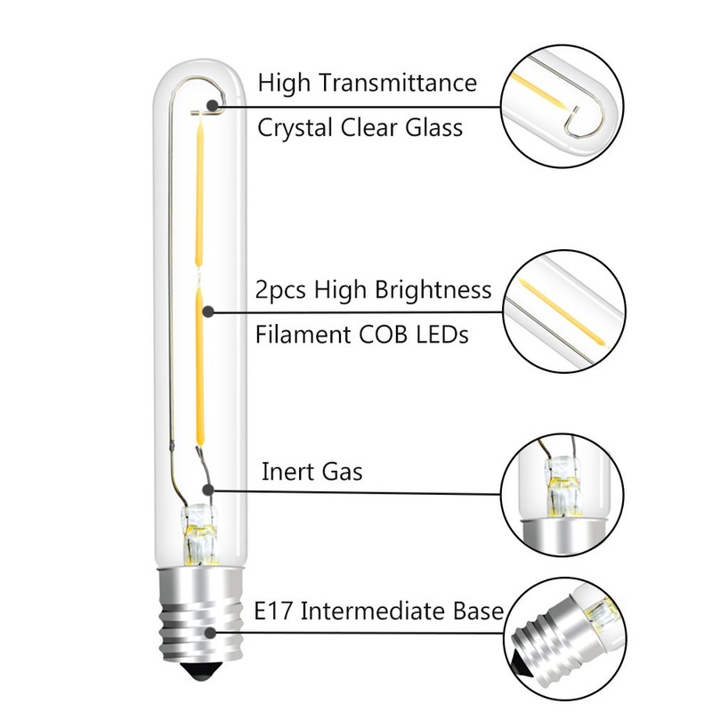 Bonlux LED T6.5 Exit Sign Clear Light Bulbs, 2W E17