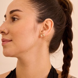 Plenky Gold Earrings for Women - 2 Pairs 14K Gold Plated Small Starfish Stud Earrings Set Beachy Jewelry for Women Gifts