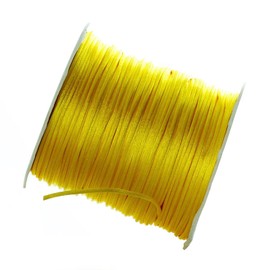 80 Yards 1.5mm Yellow Rattail Satin Nylon Trim Silk Cord Beading String Chinese Knotting Cord Macrame Thread Cord for Necklace Bracelet Braided Jewelry Making