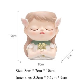 Hosoncovy Cartoon Elf Girl Pencil Holder Pencil Pot Makeup Brush Holder Pot Desktop Pen Organizer (D)