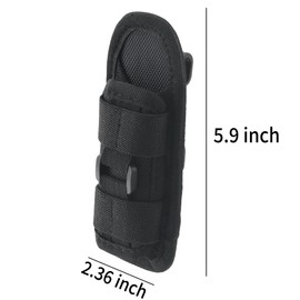 Tactical Flashlight Pouch Holster, Rotatable Flashlight Holder Belt Clip Tactical Torch Carry Case with 360 Degree Carabiner Reel Clip
