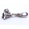 FORTUNA Twin Cranbell Silver 925 Key Chain Charm, Sterling Silver,