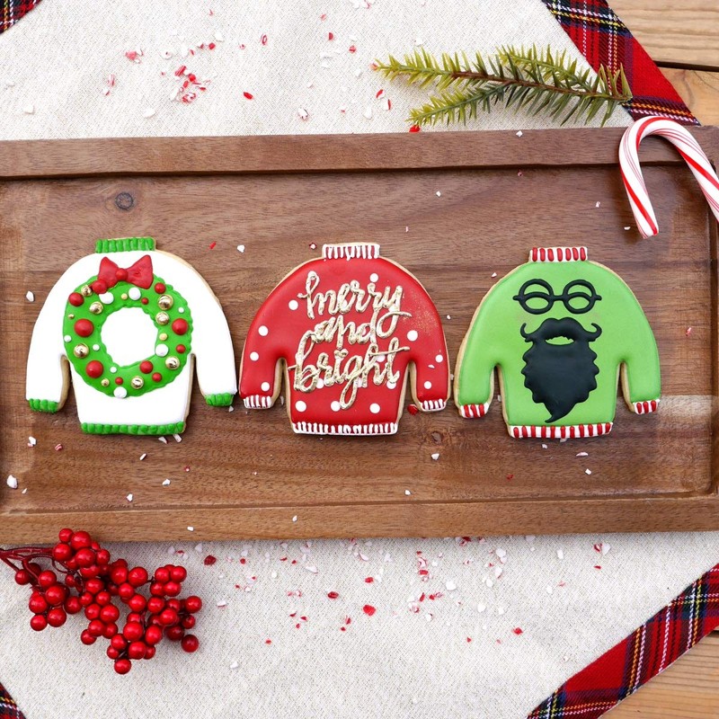 Ugly Christmas Sweater Cookie Cutter Set, 2 Piece, 4.2" Wide