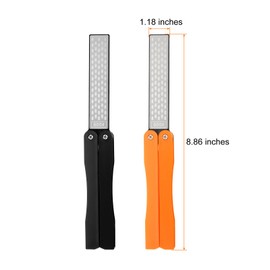 HARFINGTON 2pcs Pocket Sharpening Stone 400/600 Grit Portable Pocket Knife Sharpener Folding Diamond Knife Sharpening Stone for Knives Kitchen Garden Outdoor Tools, Black/Orange