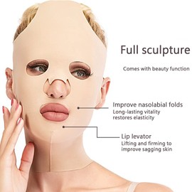 Facial Slimming Strap,Facial Slimming Mask Chin Strap Three Dimensional V Shaped Face Slimming Belt Eliminates Sagging Skin And Improves Contour (Full face)