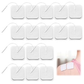16 Stücke Tens Elektroden Pads 40 * 40 mm, Elektrostimulator TENS EMS, Universal-Elektrostimulationspflaster Wiederverwendbare Klebeelektroden für Compex-Elektroden, 2 mm Anschlus