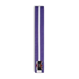Martial Arts Cotton Coloured Belt With White Stripe Grading Belt - (Karate, Judo Taekwondo) (Purple Belt With White Stripe, 320cm)