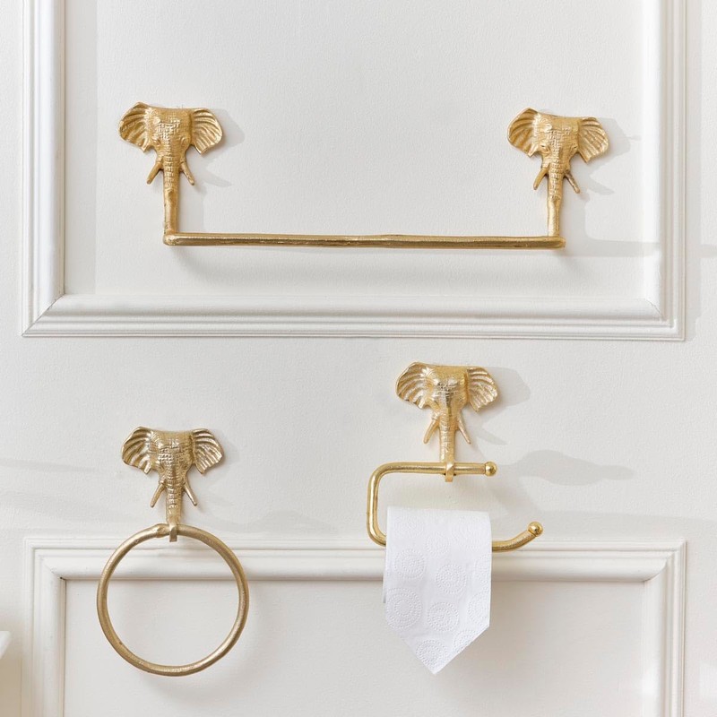 Melody Maison Metallic Gold Elephant Towel Ring