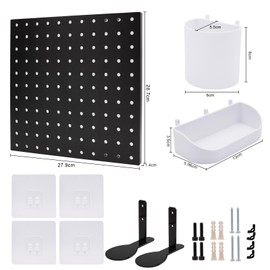 Wall Panel Kit Pegboard Wall Mount DIY Pegboard Wall Perforated Plate Wall Mount for Workshop, Workshop and Workbench, Desktop Storage, Craft and Decoration Items (Black - B)